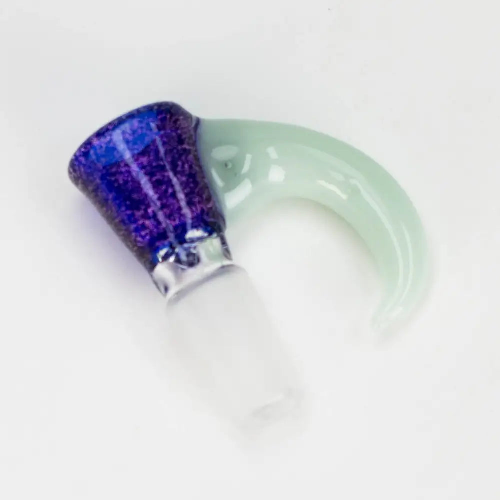 Shine Glassworks | 14mm 3 Hole Dichroic Bowl with coloured Horn  - Made in Canada_7