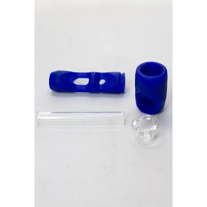 Silicone hand pipe with multi holes glass bowl and tube_1