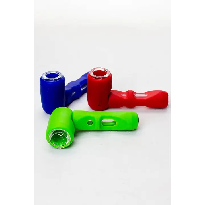 Silicone hand pipe with multi holes glass bowl and tube_0