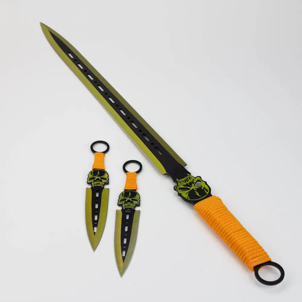 Tactical Machete Sword with Two 8″ Throwing Knives [T661085]_8