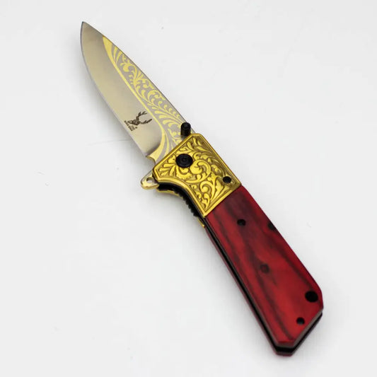 The Bone Edge  8.5" Rose wood Handle - Folding Knife [13023]_0