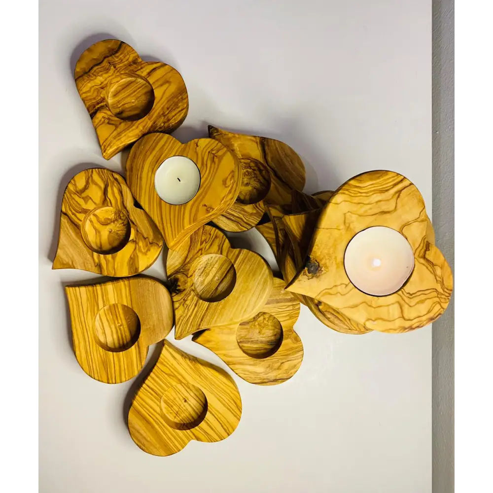 VOW||Olive wood Heart Candle Holder_2