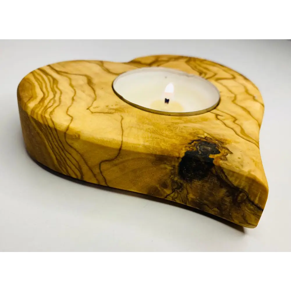 VOW||Olive wood Heart Candle Holder_6