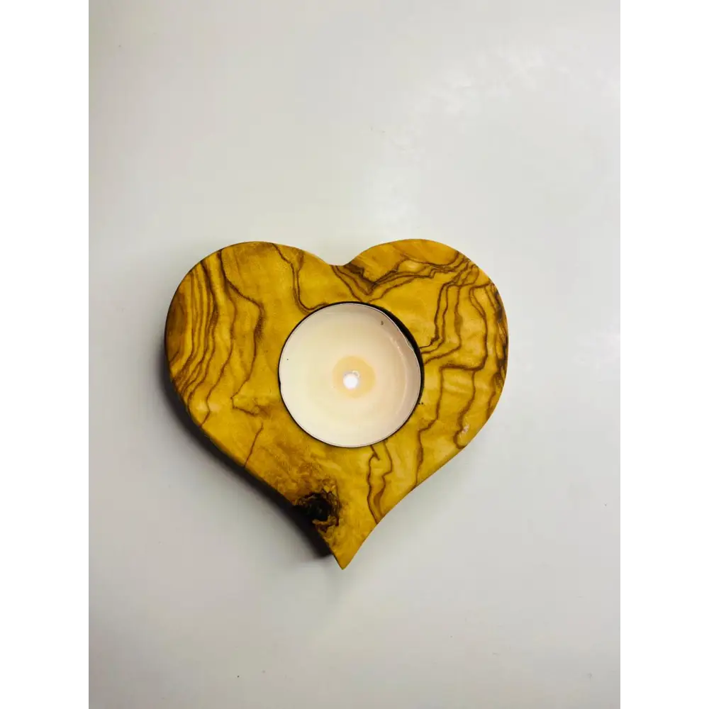 VOW||Olive wood Heart Candle Holder_3