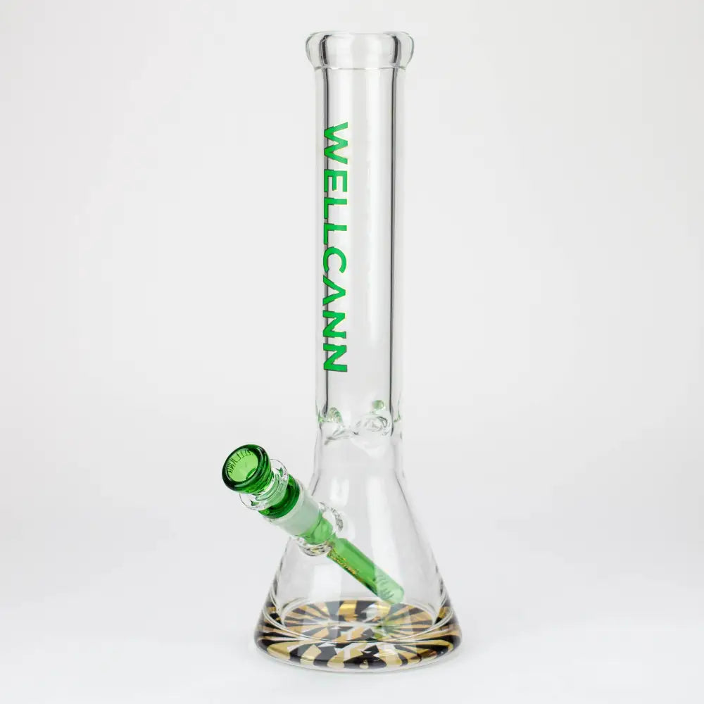 WellCann - 14" 7 mm Thick beaker bong with green logo and thick decal base_3