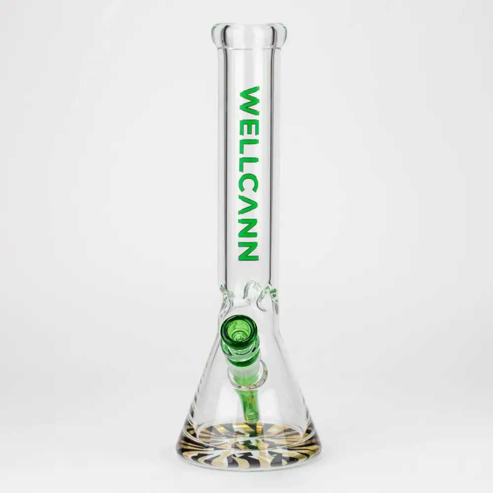 WellCann - 14" 7 mm Thick beaker bong with green logo and thick decal base_5