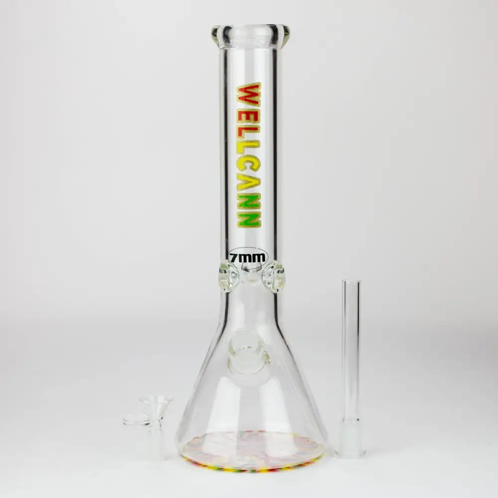 WellCann | 14" 7mm Beaker Bong with Colour Bottom_8