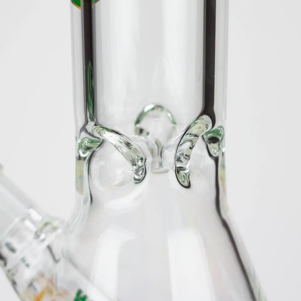 WellCann | 15" 7mm Beaker Bong with Thick Decal Base - Green Rainbow_5