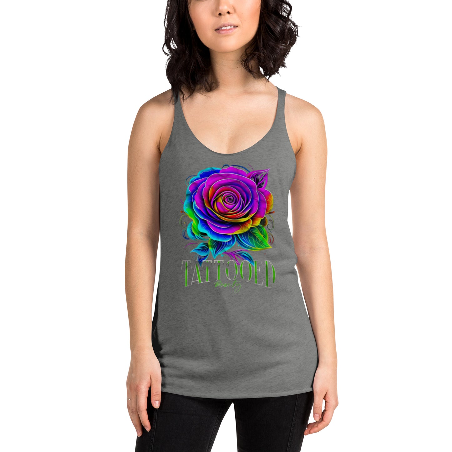 Women's Racerback Tank rose tattoo