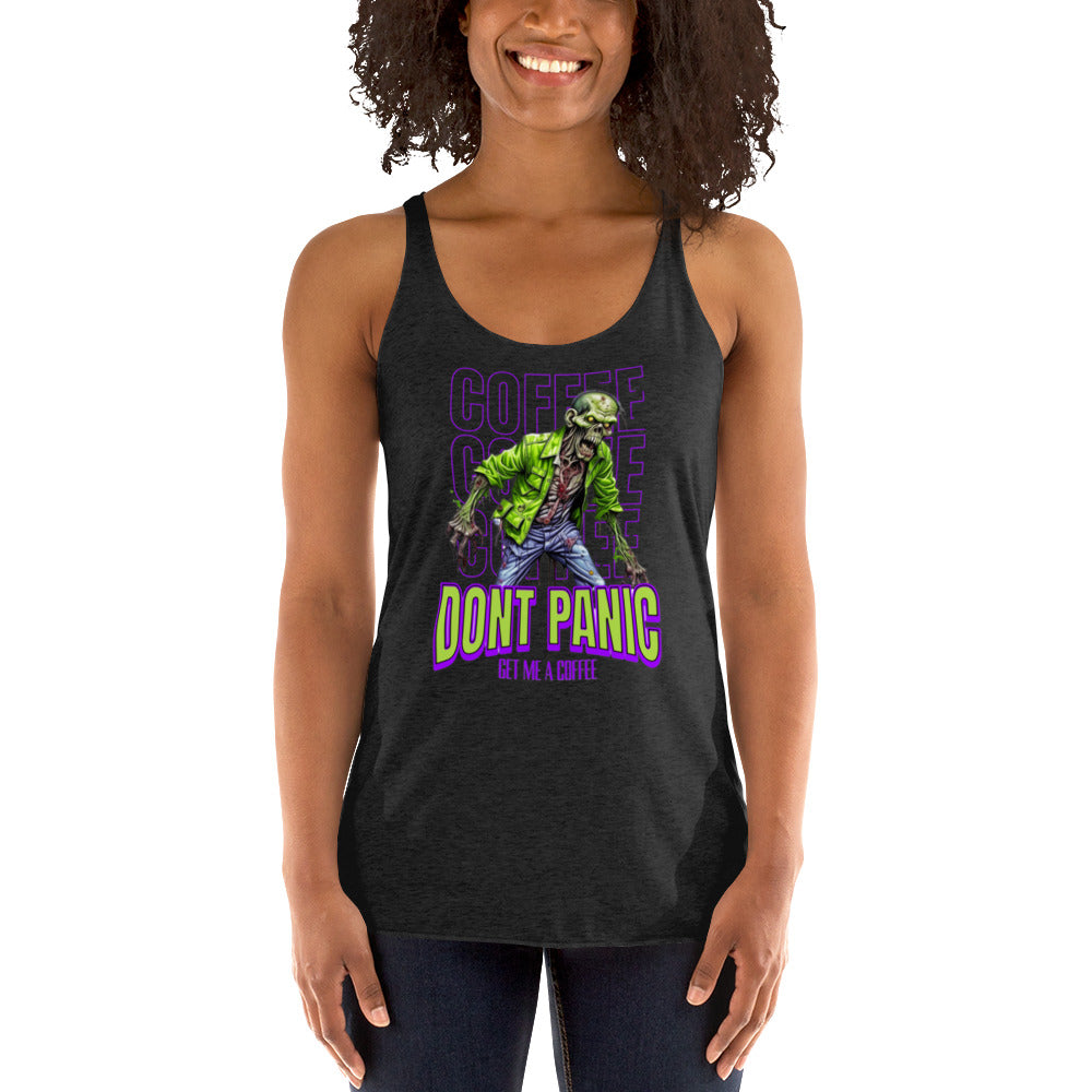 Women's Racerback Tank dont panic cofee