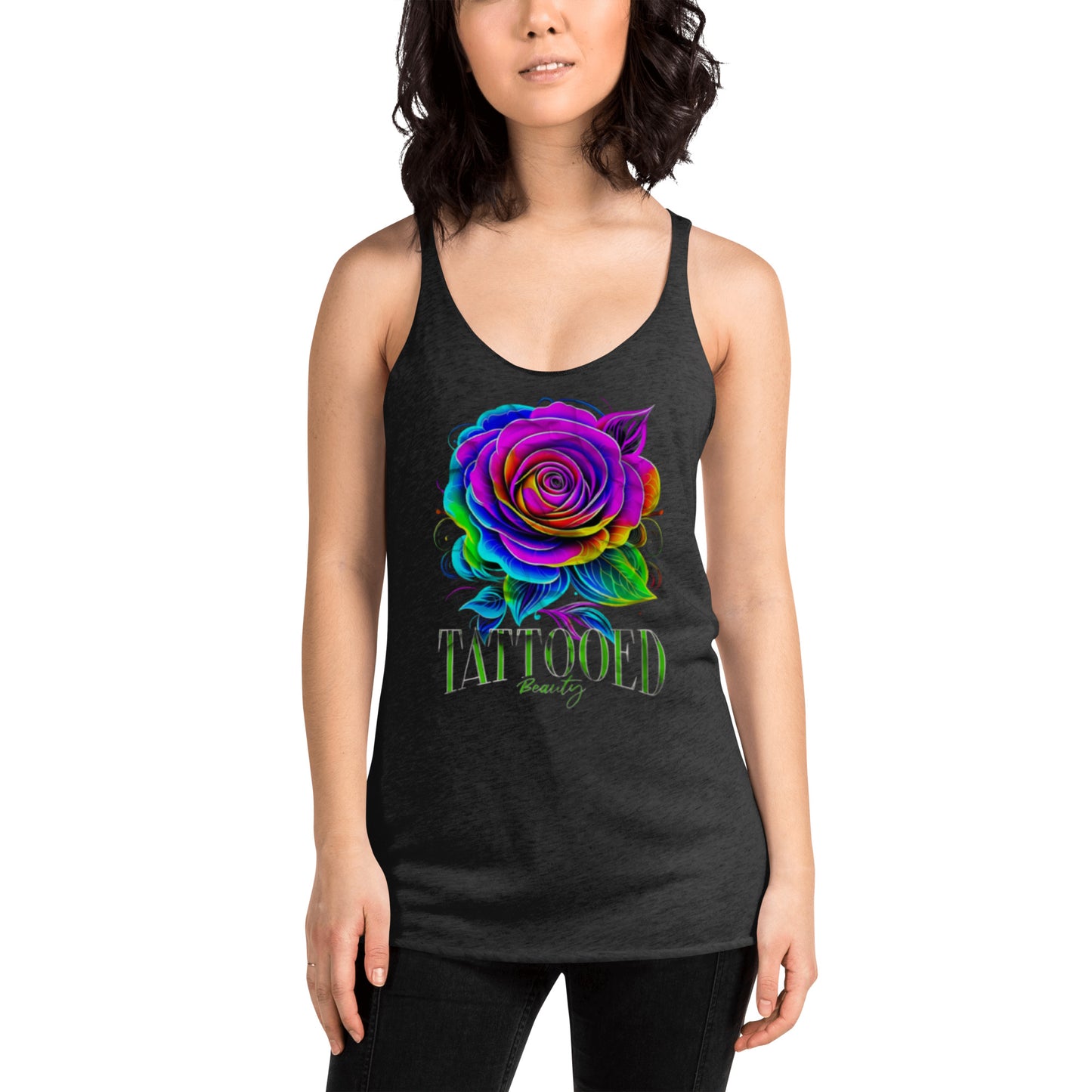 Women's Racerback Tank rose tattoo