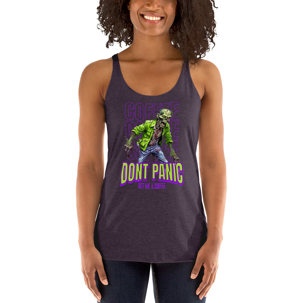 Women's Racerback Tank dont panic cofee