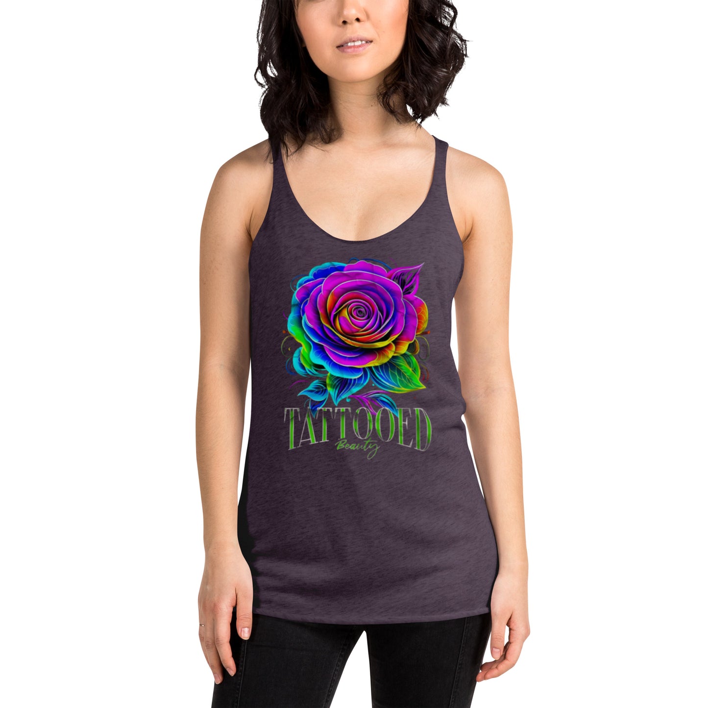 Women's Racerback Tank rose tattoo