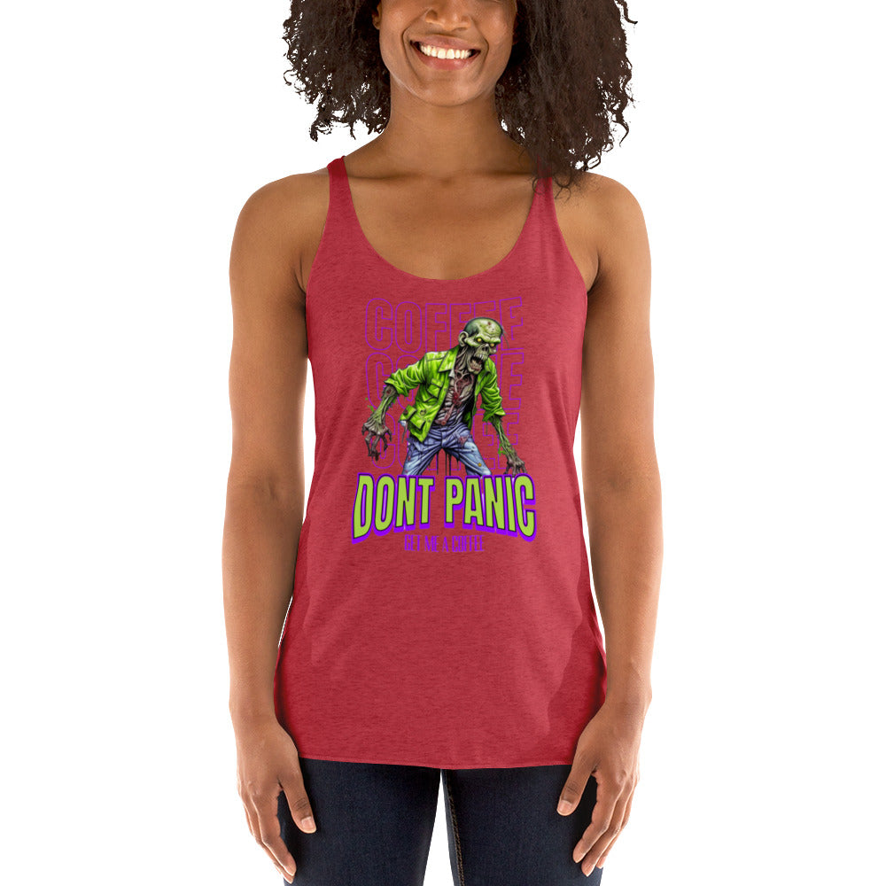 Women's Racerback Tank dont panic cofee