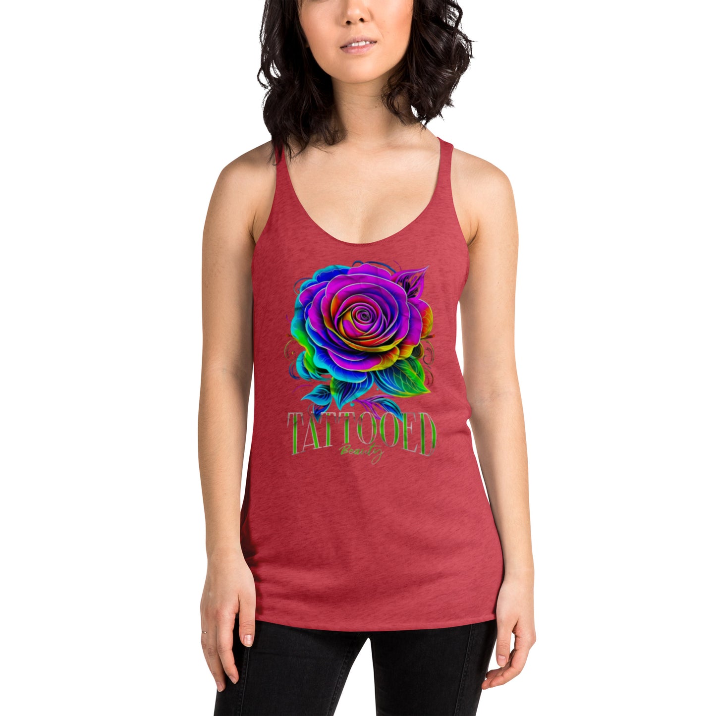 Women's Racerback Tank rose tattoo