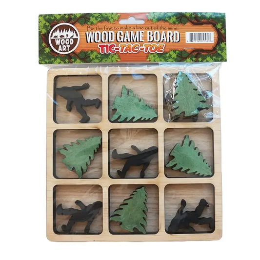 Wood Black Big foot & Pine tree Tic Tac Toe Game, Hand Crafted [CD-4528]_0