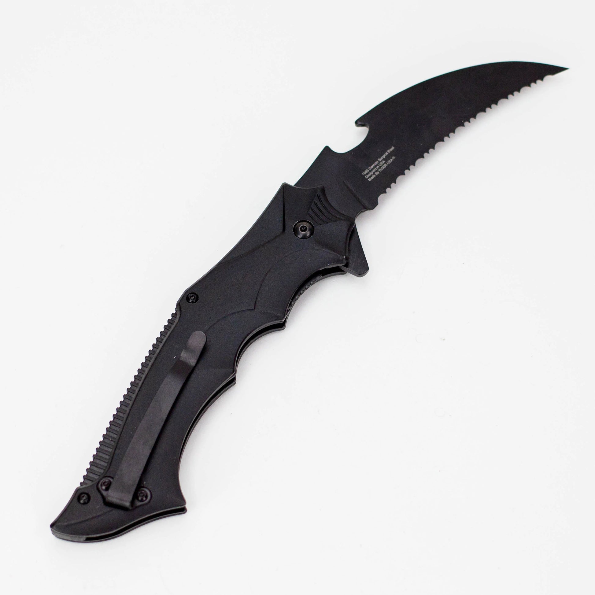 10" Tiger-USA® Pocket Knife-Serrated Blade [DT-1-BK-S]_2