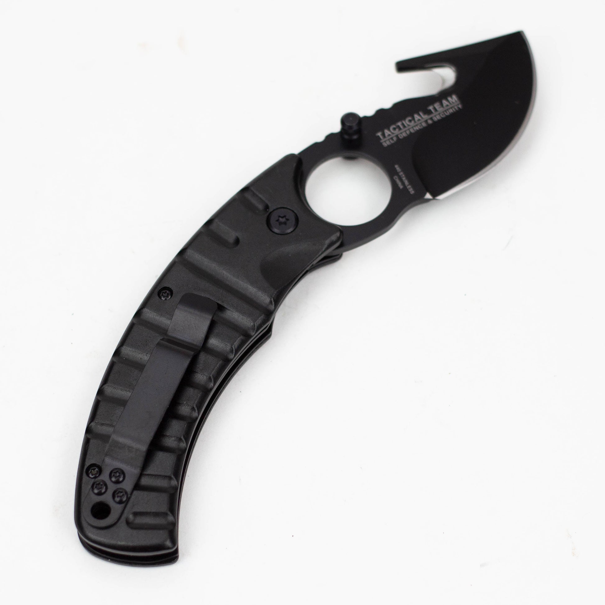7.5" Defender Xtreme Black Folding - Knife with Belt Clip [DF9423]_2