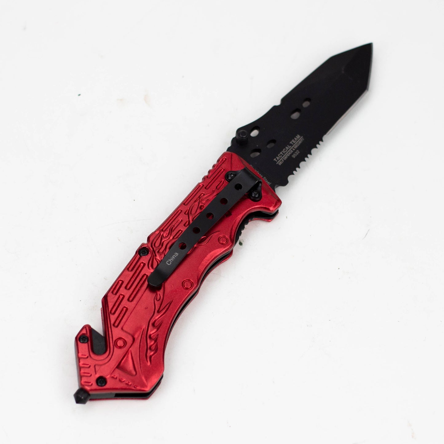 8" Hunt Down Red Handle - Knife With Belt Clip [9532]_2