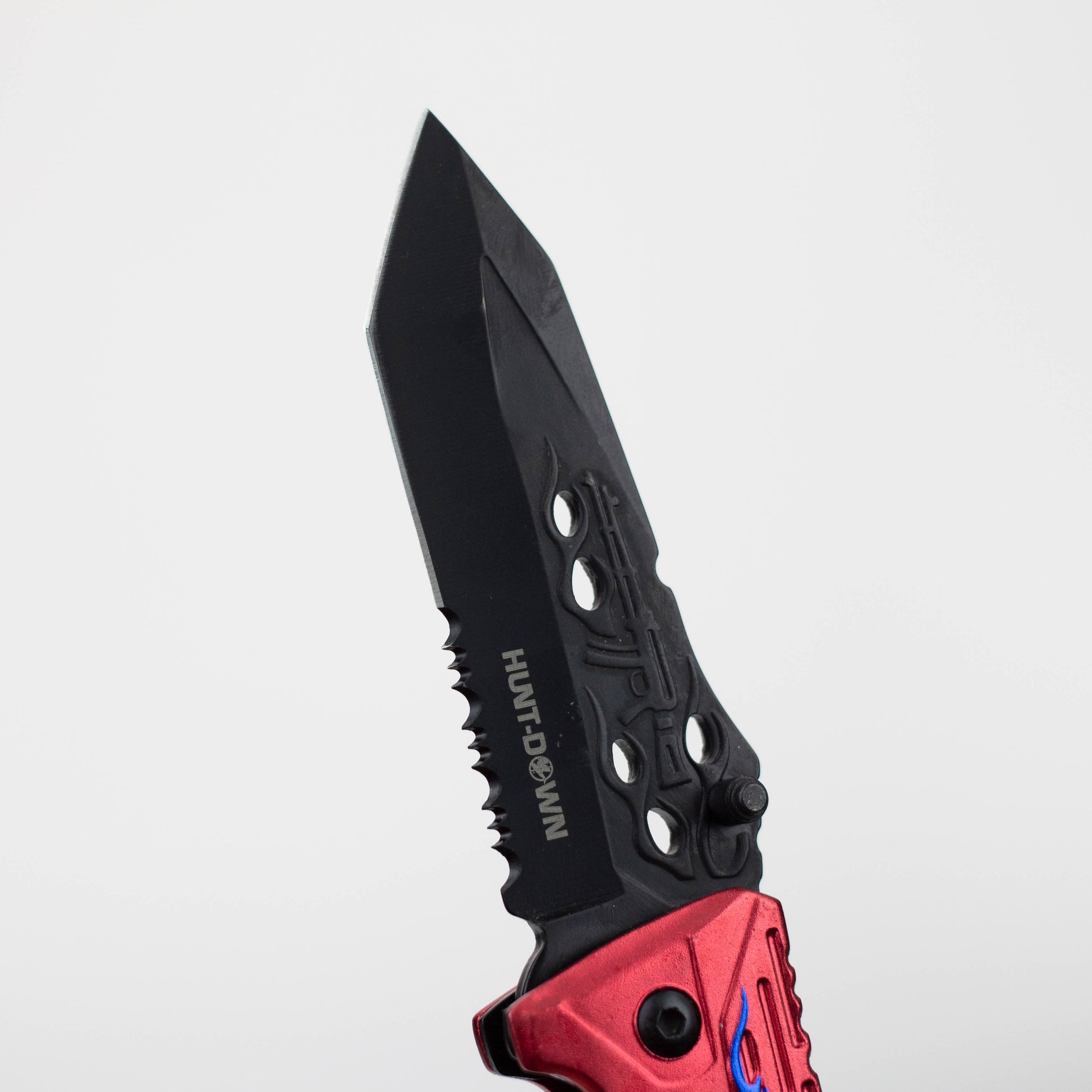 8" Hunt Down Red Handle - Knife With Belt Clip [9532]_3