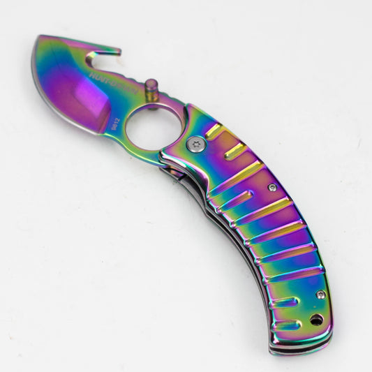 Hunt Down 9" Rainbow  Pattern Tactical - Folding Knife [9812]_0