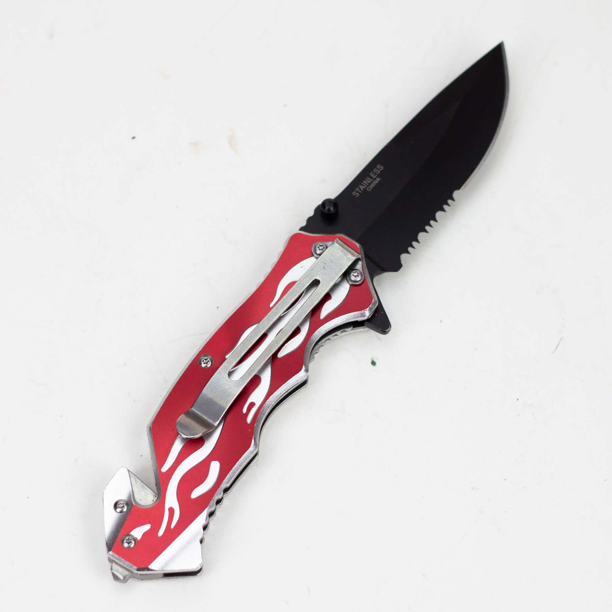 Defender-xtreme  Flame Design - Knife with Serrated Stainless Steel  Blade [7970]_2