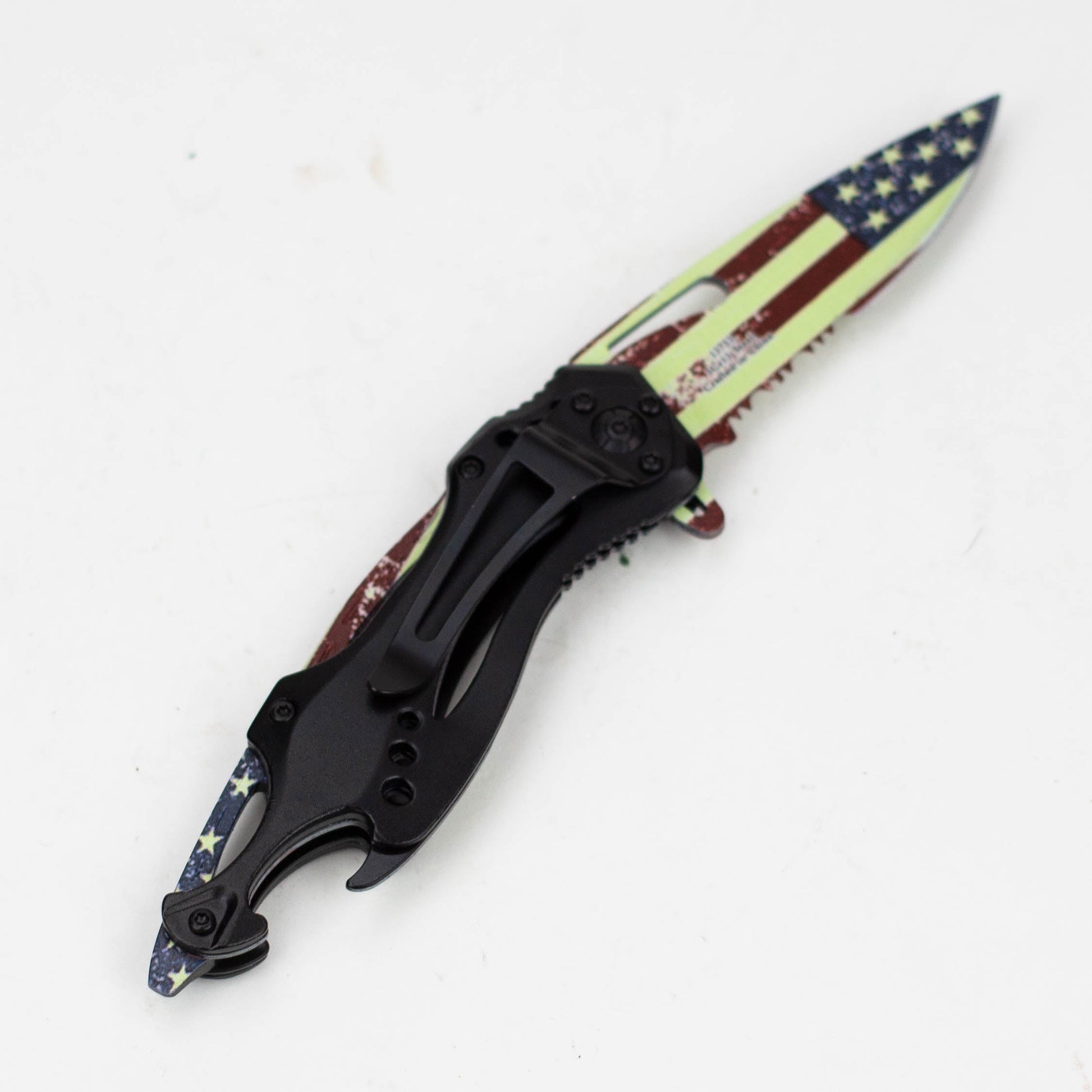 8" " USA Flag  Handle - Folding Knife [13733]_2