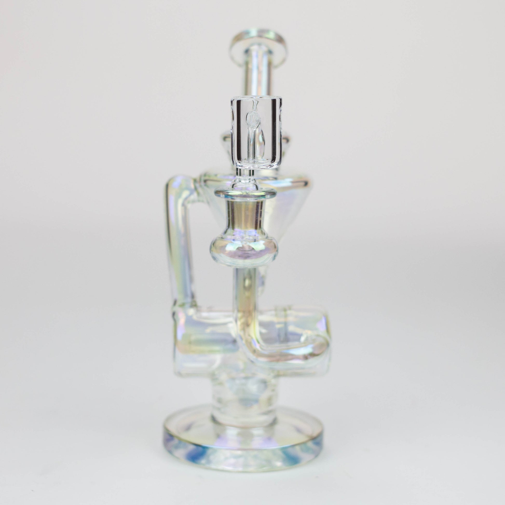 
Quality Borosilicate Glass
8" Height
Base : 4 1/4"
2 Returning tube

Quartz Banger &amp; Bowls for a 14 mm female Joint
Inline diffuser
Stemless

Bent neck
8" 2-in-1 electroplated glass recycler rigBongsempire420