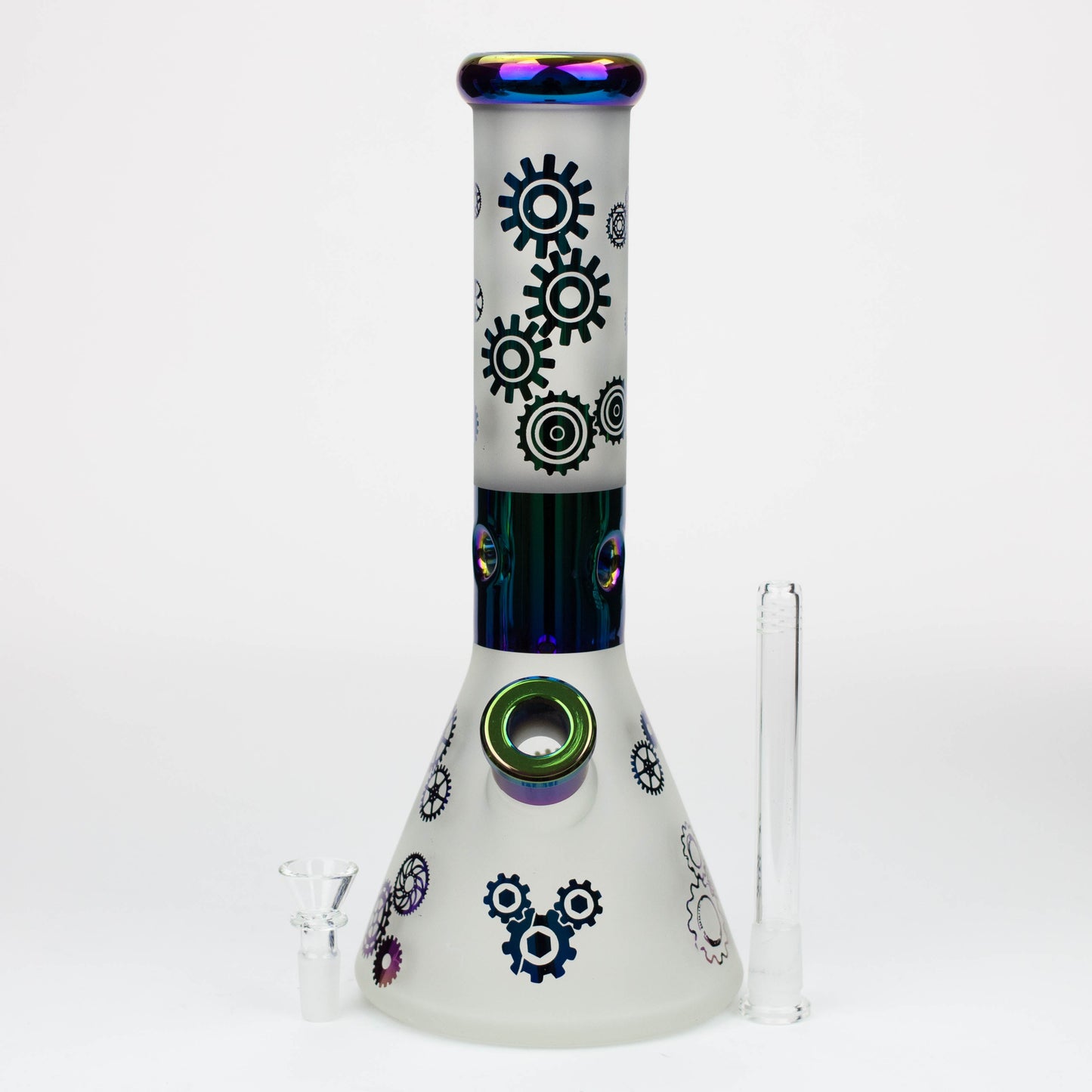 PHOENIX STAR-12.5"  Snadblast and electroplated 7 mm glass beaker bong_7