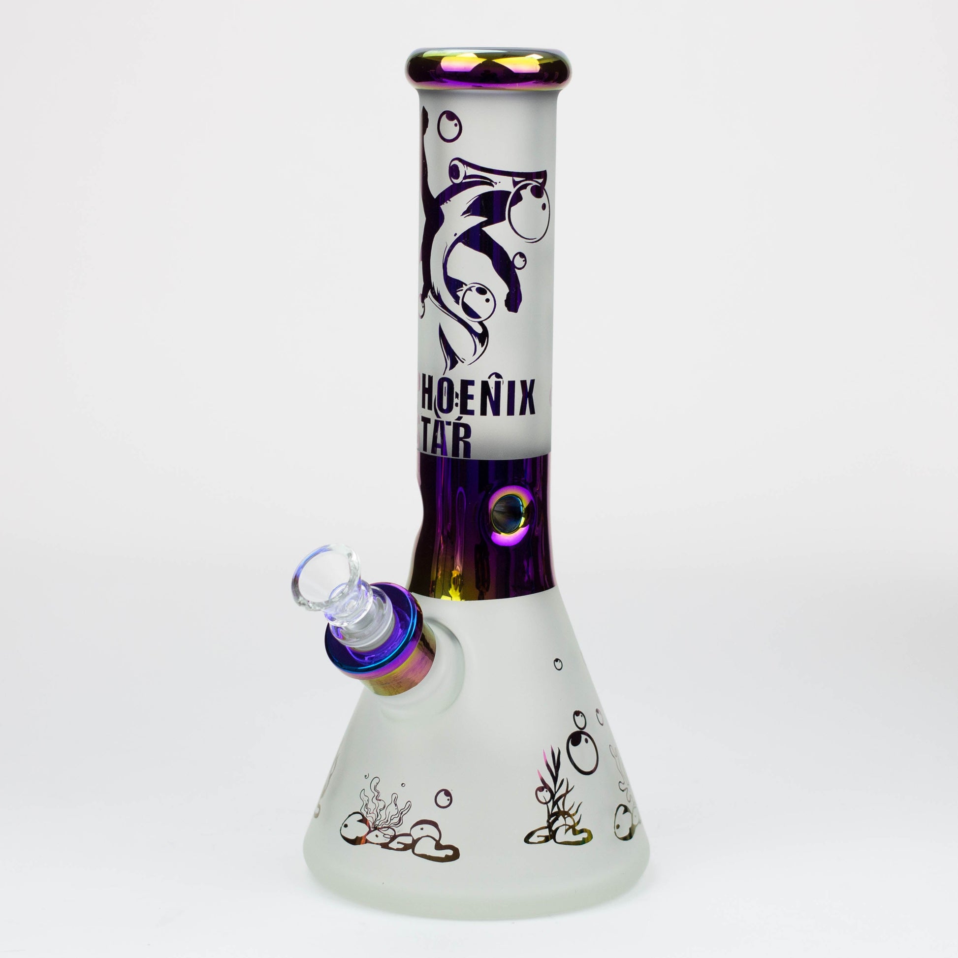 PHOENIX STAR-12.5"  Snadblast and electroplated 7 mm glass beaker bong_3