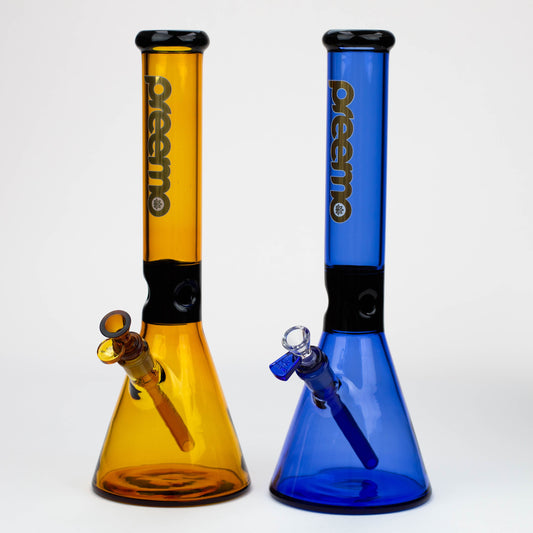 New gold and violet series beaker with black opaque ice notches and full color accessories. The herb bowl and diffuser down stem are also made in the same color as tpreemo - 15.5 inch Black Pinch Full Color Beaker [P025]Bongsempire420