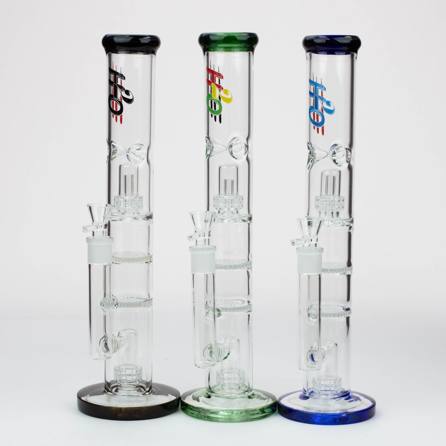 16" H2O Dual Honeycomb diffuser Glass water bong [H2O-27]_0