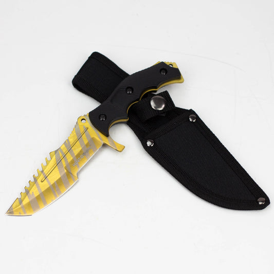 Hunt-Down  9.5" Hunting Knife Gold Color Full Tang Blade [9930]_0