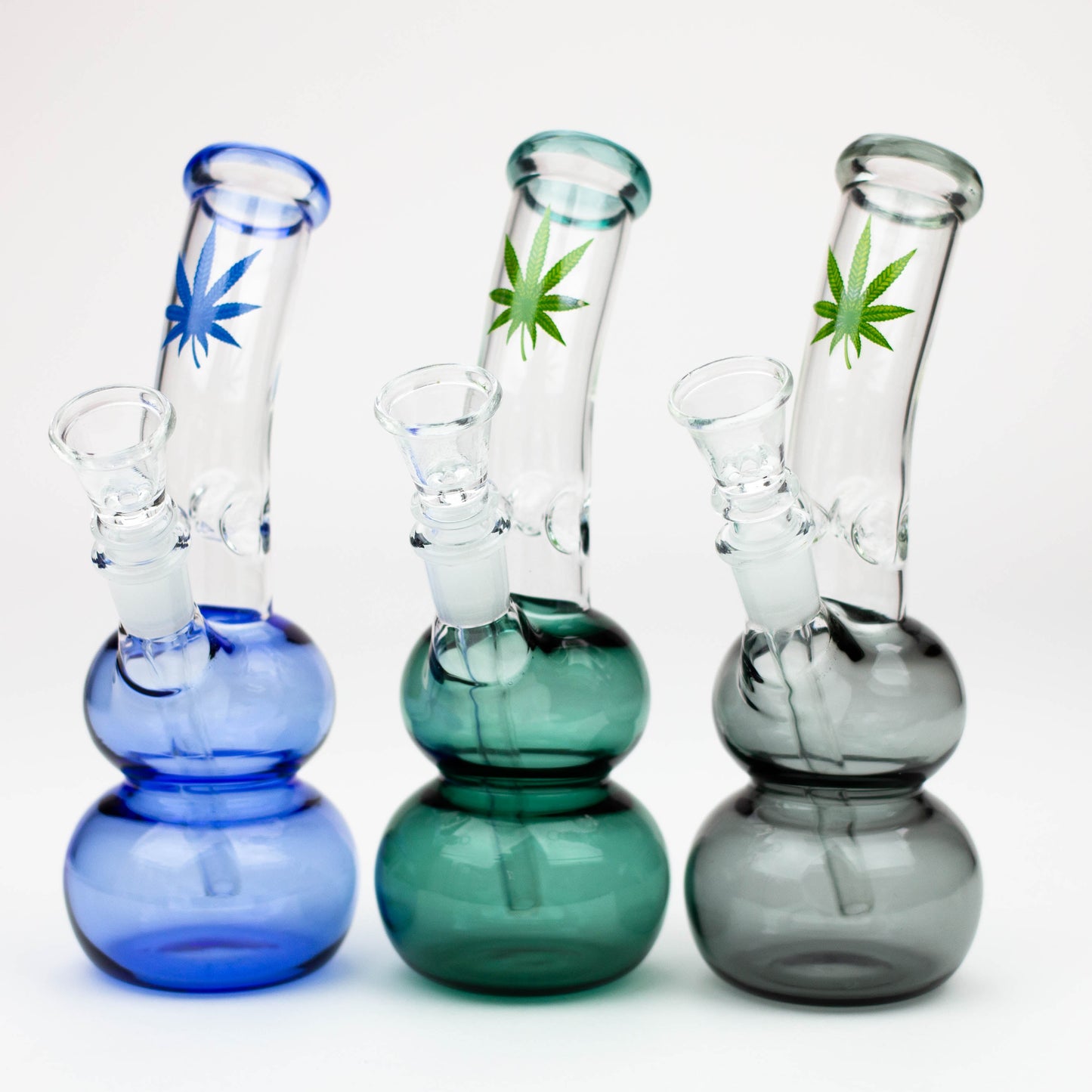 7" color  double ball glass water bong_0