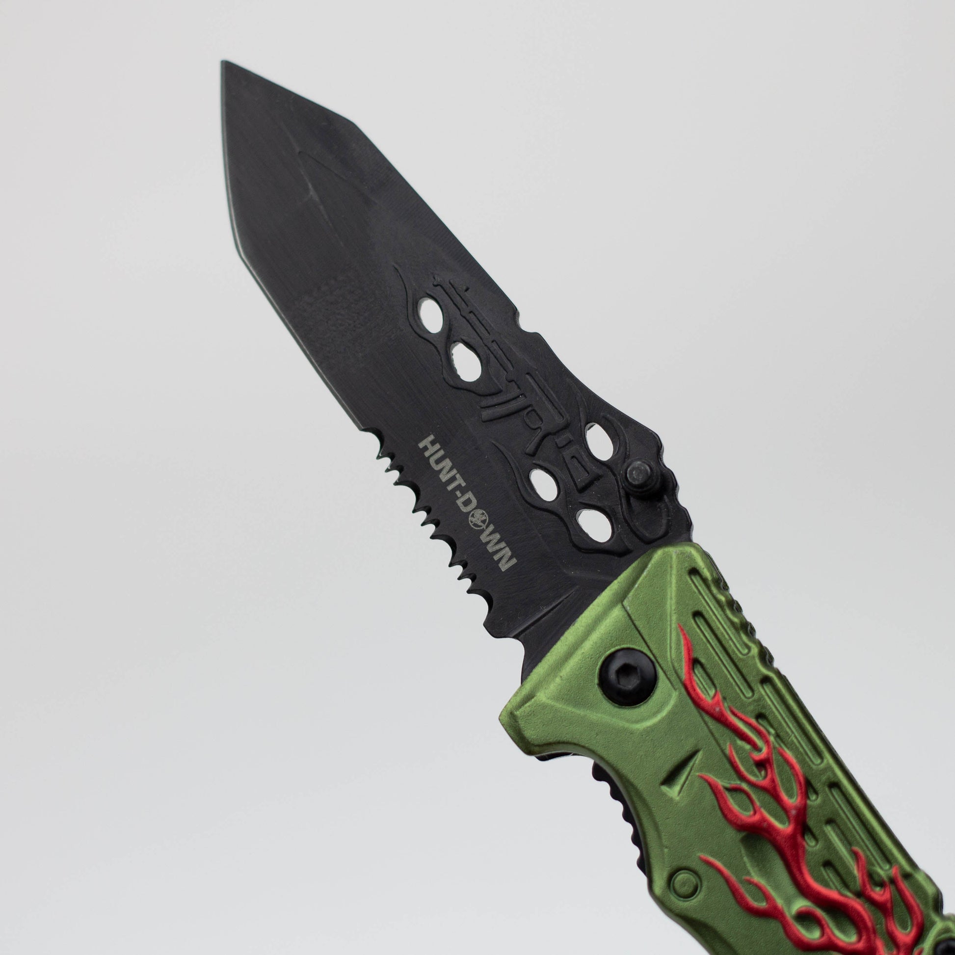 8" Hunt Down  Green Handle -Knife With Belt Clip [9533]_3