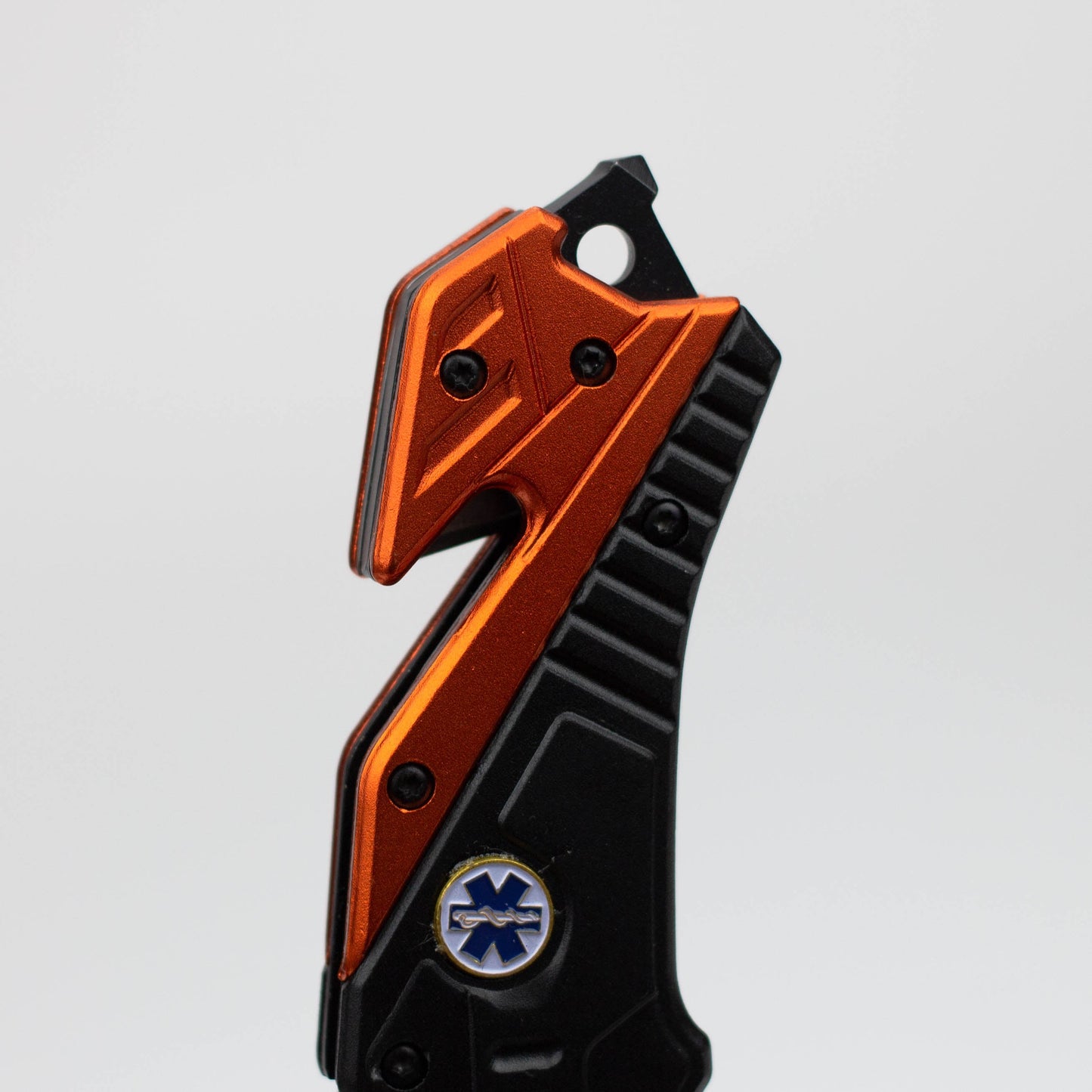 8" Two Tone  Blade Orange & Black- Folding Knife Aluminum  Handle With Belt Cutter [13943]_2