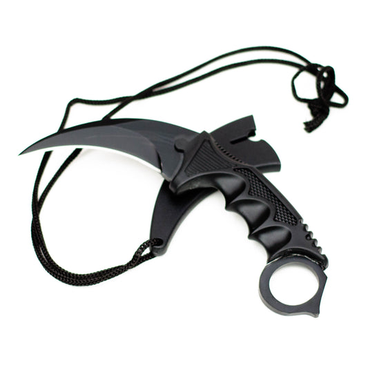 Defender 7.5" All  Black Karambit Stainless Steel Tactical Hunting  Knife Sheath [13639]_0