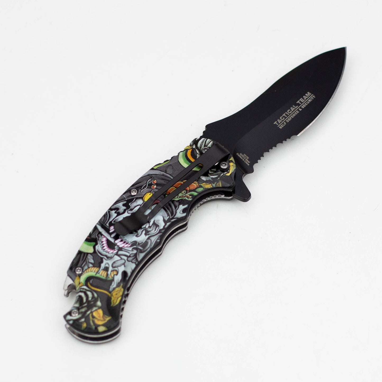 Defender-Xtreme  8.5" Snake Skull Folding Knife With Belt Clip [13170]_1