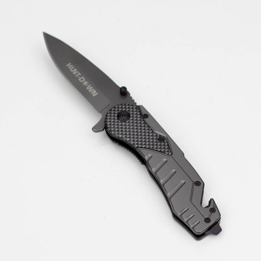 8″ Hunt Down Grey Folding Knife with Belt Clip [7838]_1