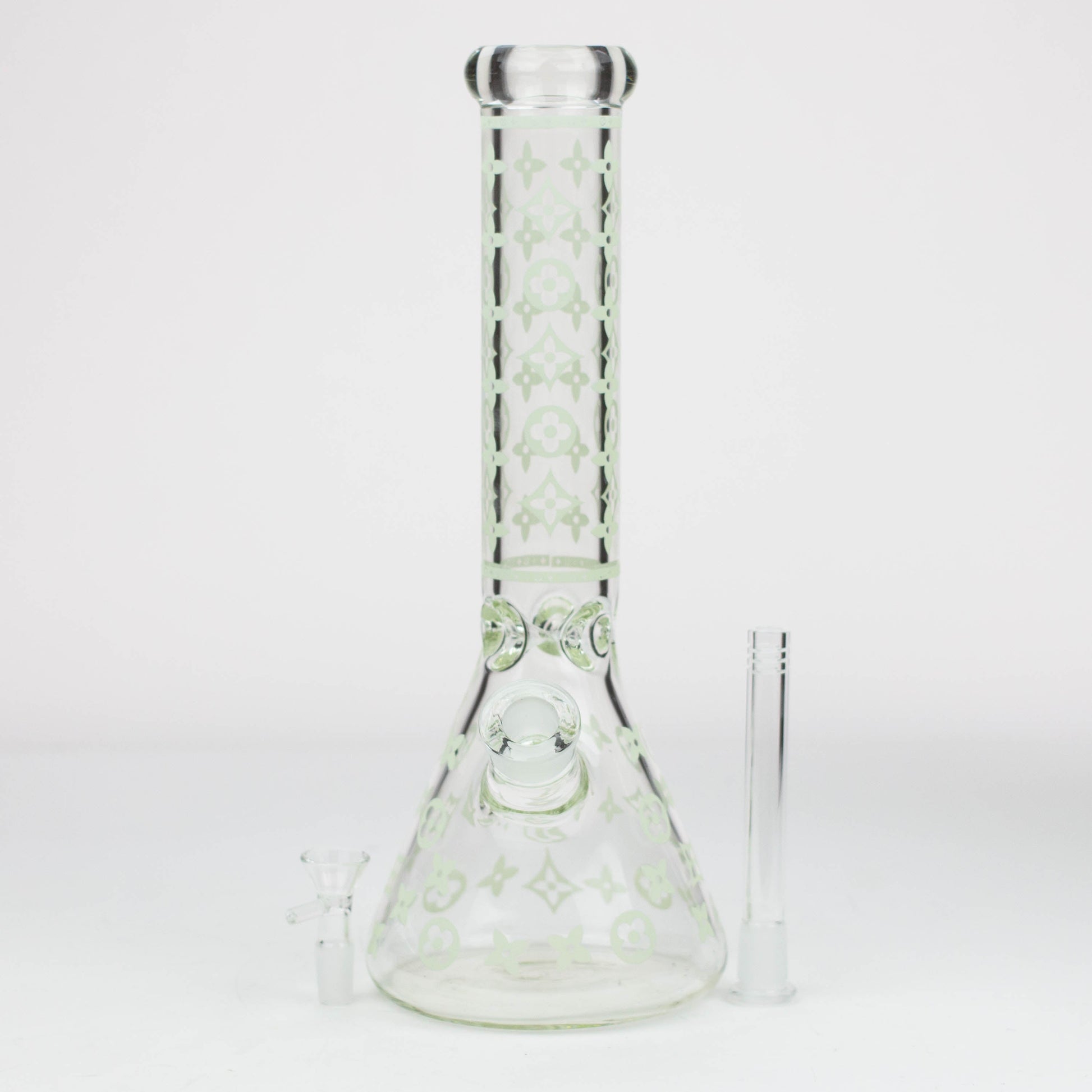 14" Luxury Pattern glow in the dark / 7mm / glass beaker bong [CH-107]_8