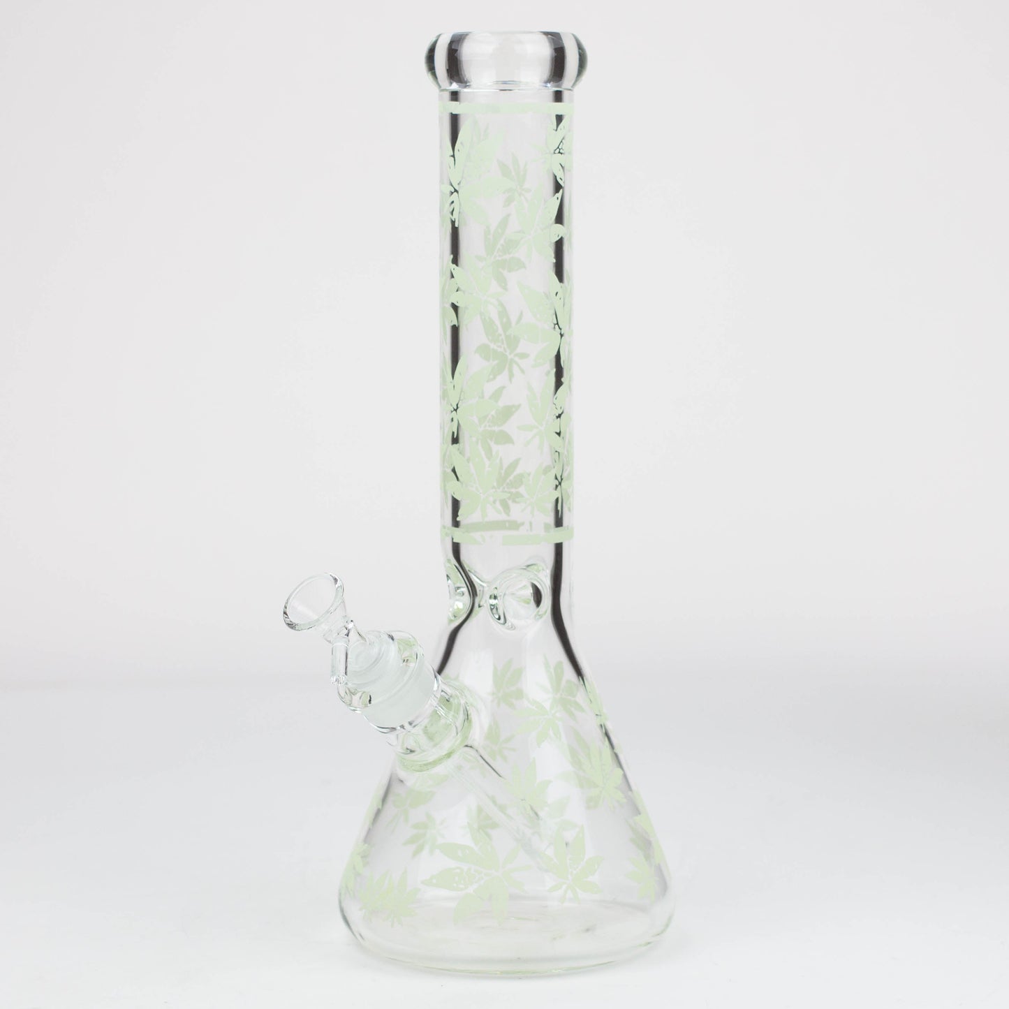 14" Leaf Pattern glow in the dark / 7mm / glass beaker bong [CH-106]_1