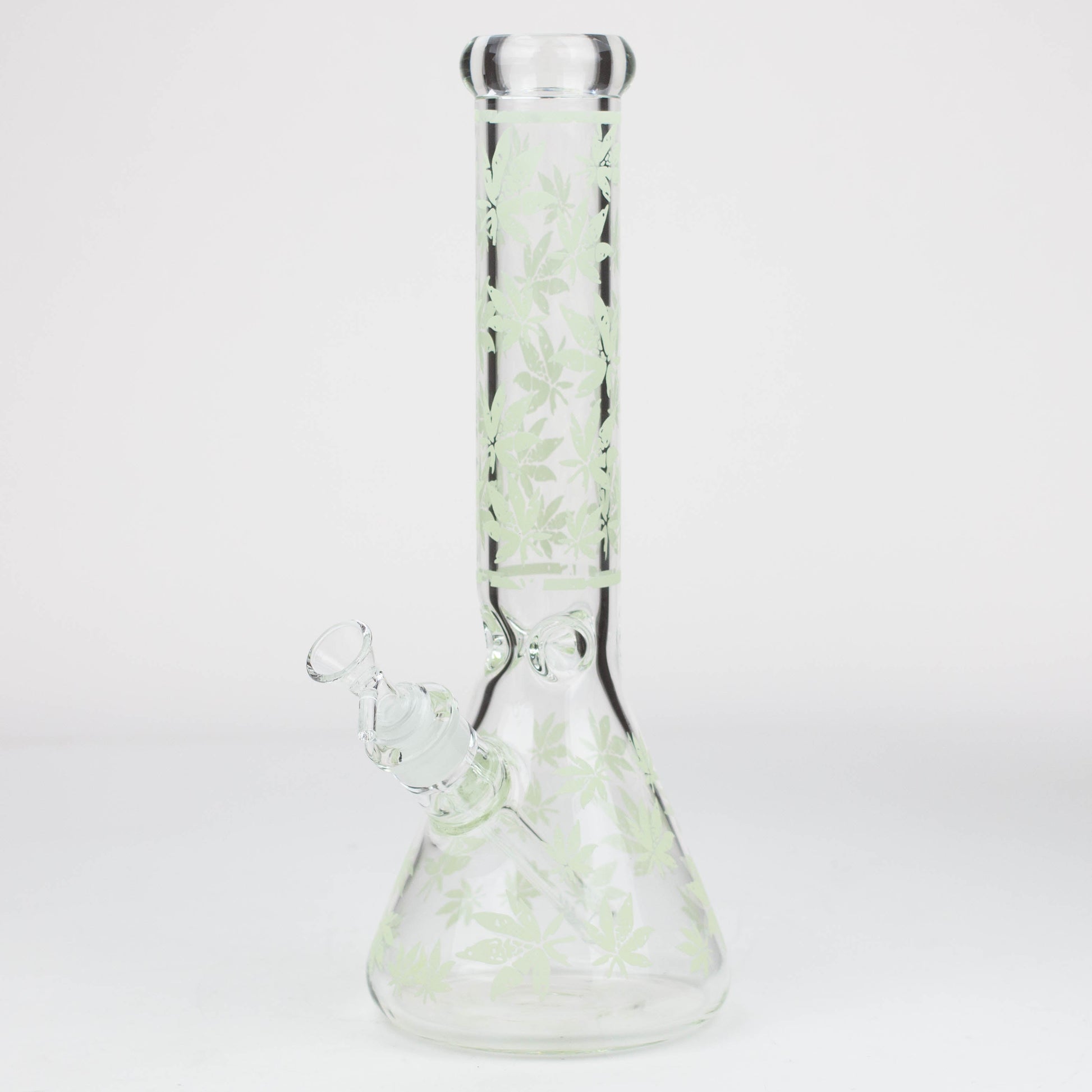 14" Leaf Pattern glow in the dark / 7mm / glass beaker bong [CH-106]_1