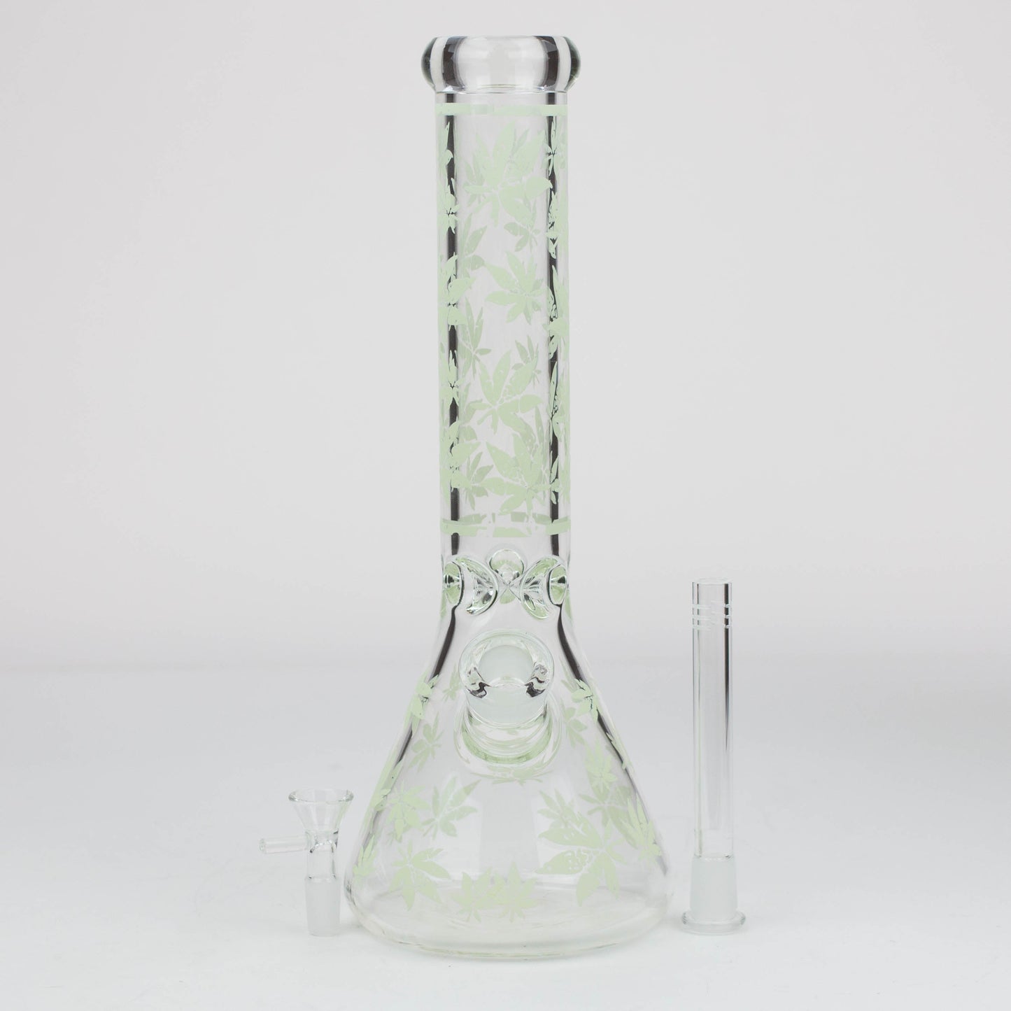 14" Leaf Pattern glow in the dark / 7mm / glass beaker bong [CH-106]_8