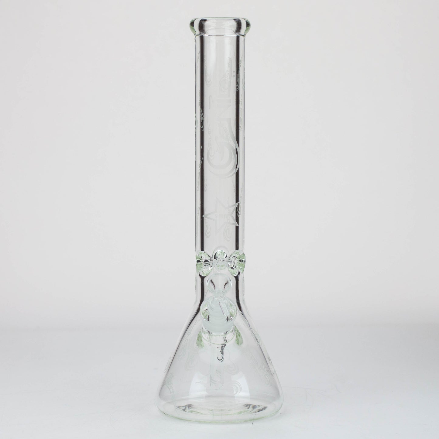 16" Genie pattern 9 mm clear glass water bong [20024]_2