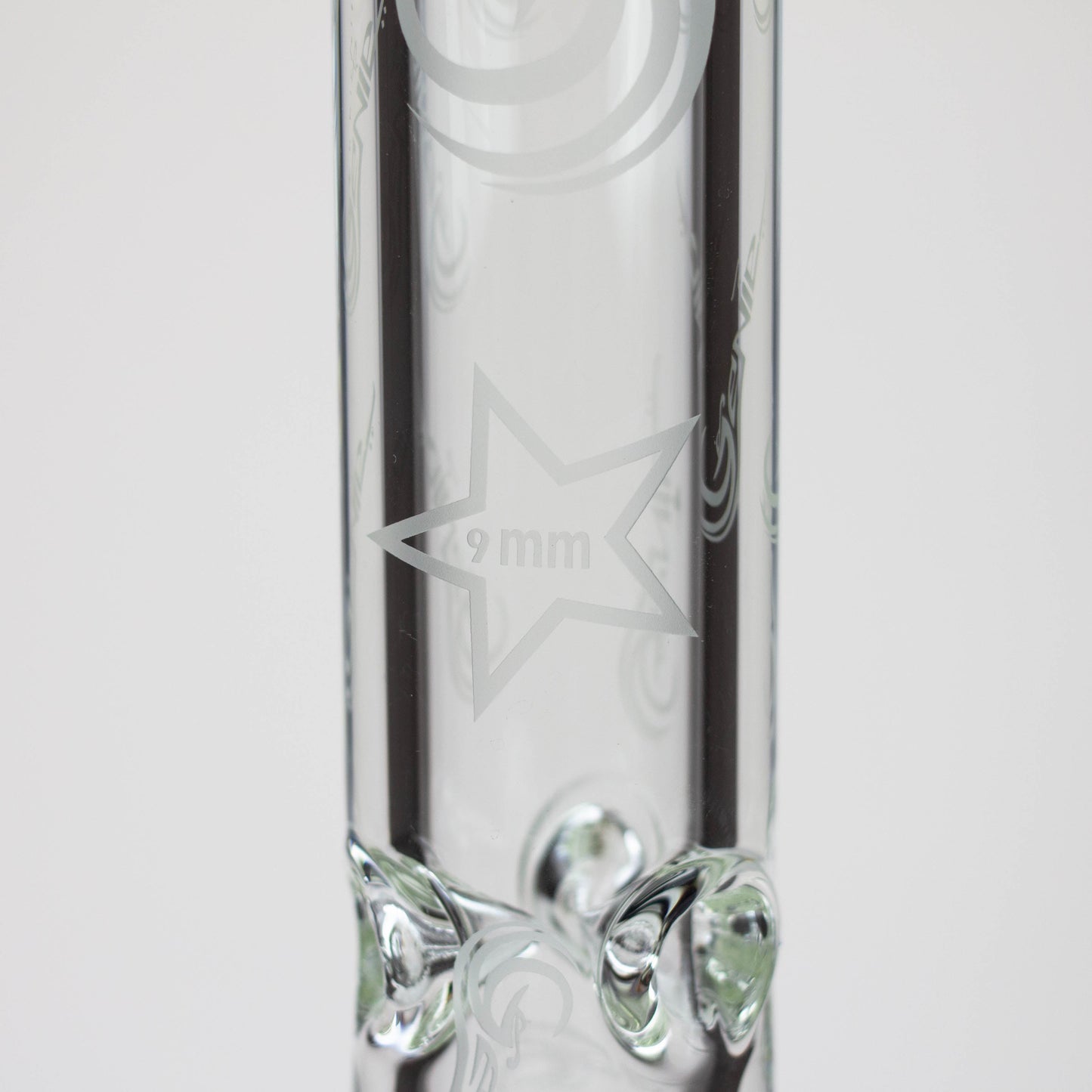 16" Genie pattern 9 mm clear glass water bong [20024]_4