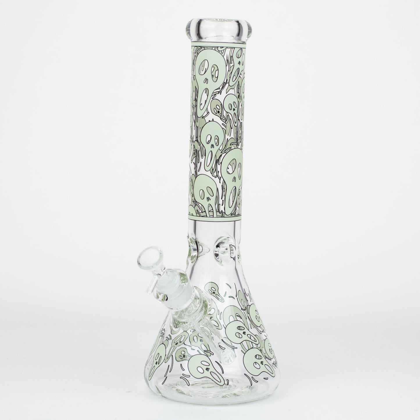 14" Ghost Pattern glow in the dark / 7mm / glass beaker bong [CH-105]_1