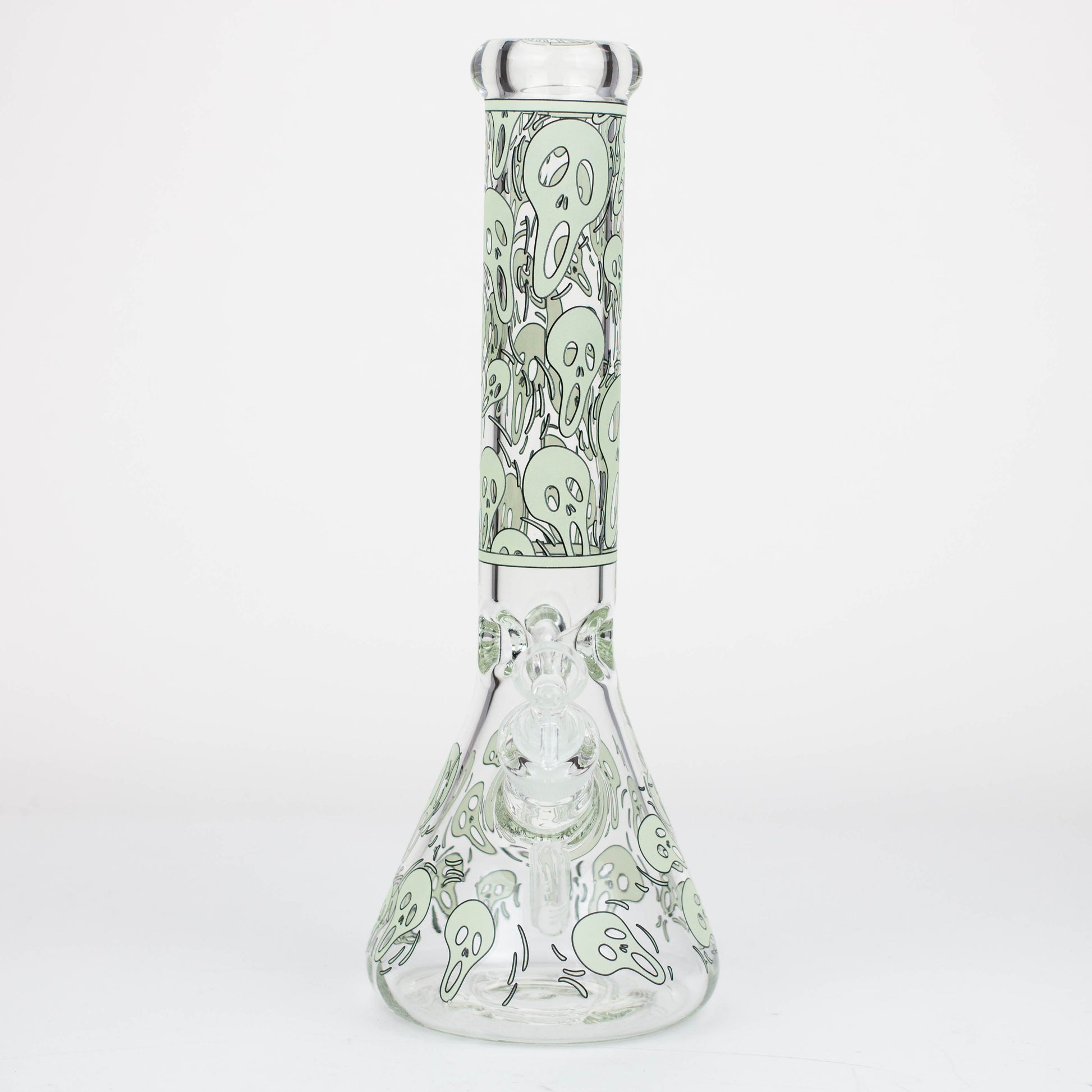 14" Ghost Pattern glow in the dark / 7mm / glass beaker bong [CH-105]_3