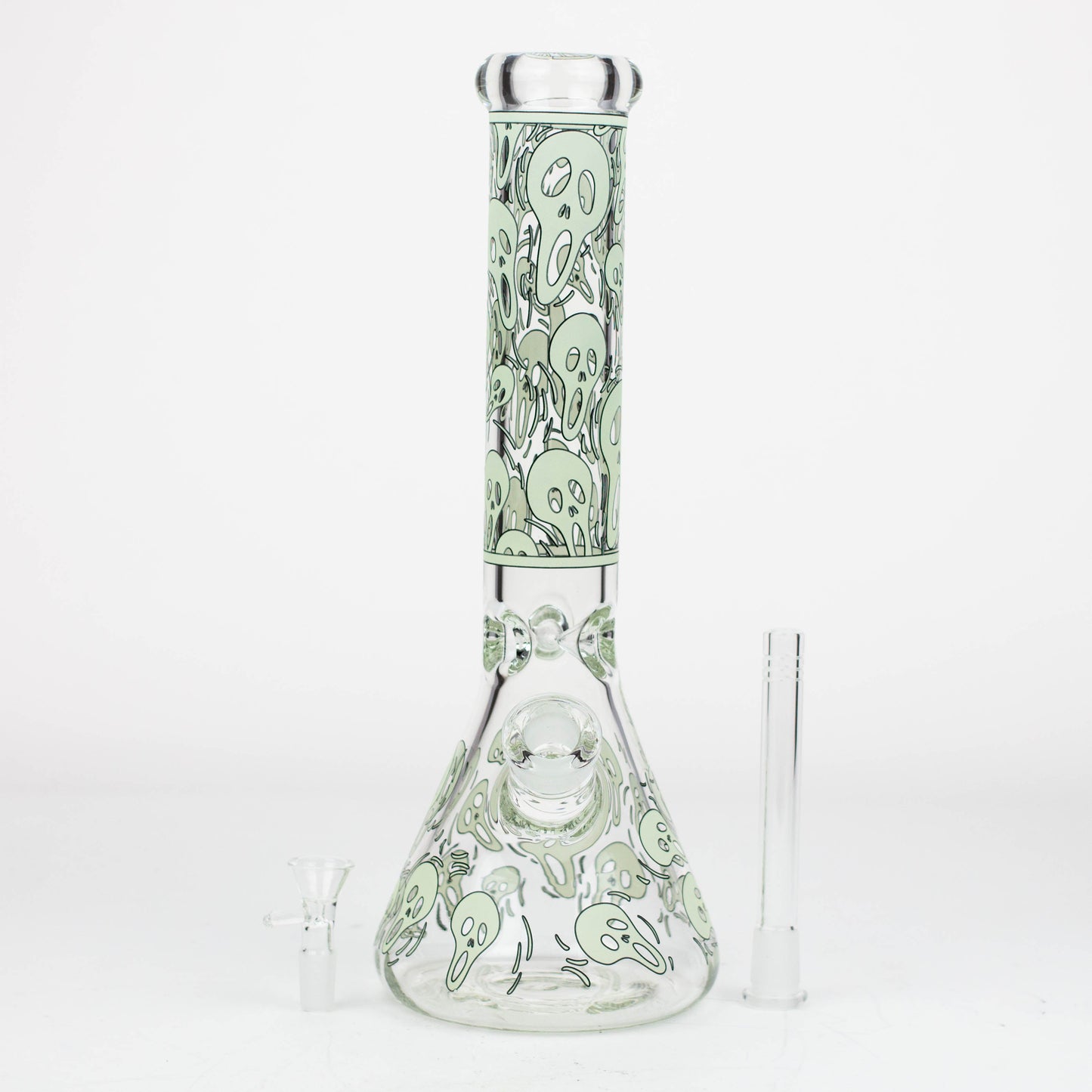 14" Ghost Pattern glow in the dark / 7mm / glass beaker bong [CH-105]_8