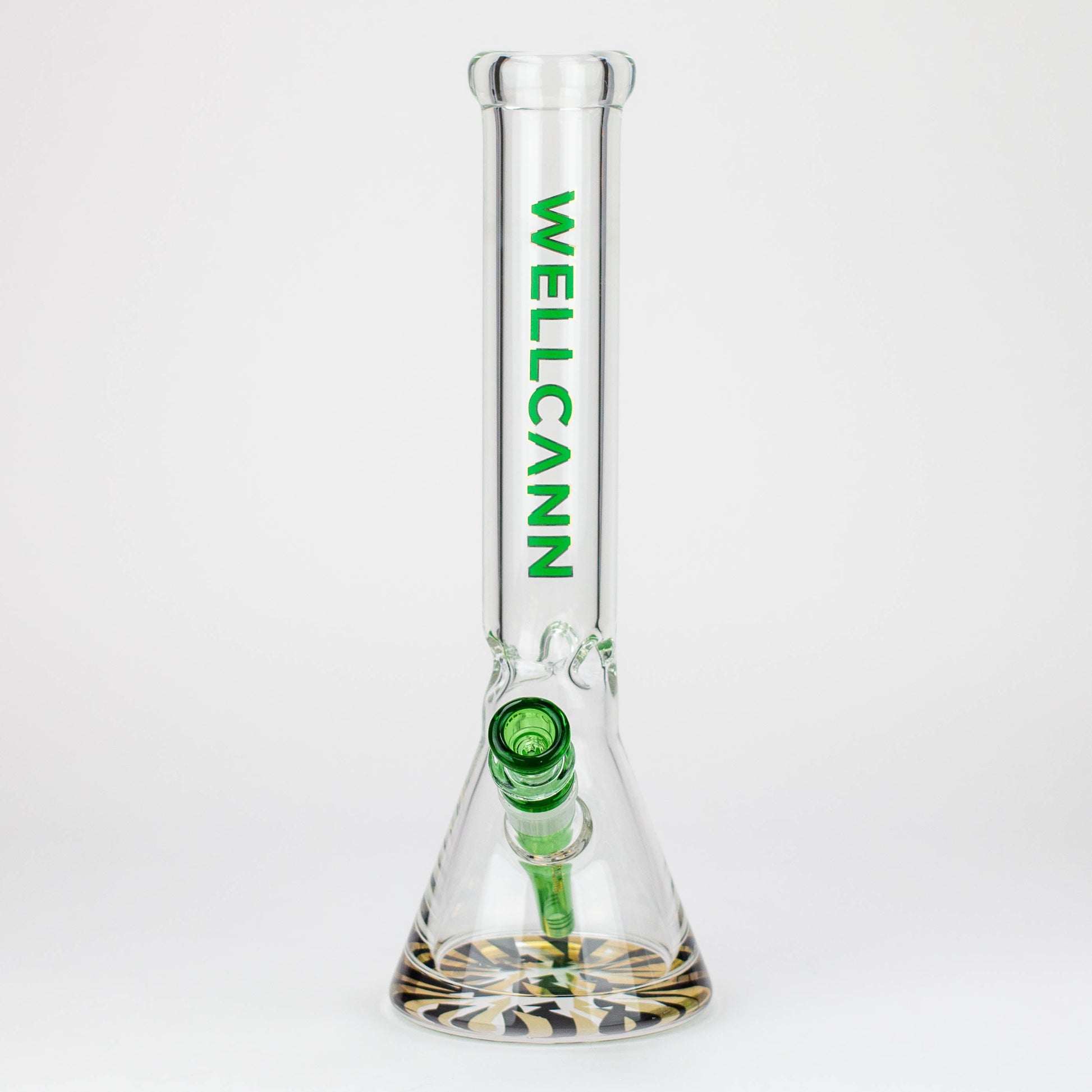 WellCann - 14" 7 mm Thick beaker bong with green logo and thick decal base_5