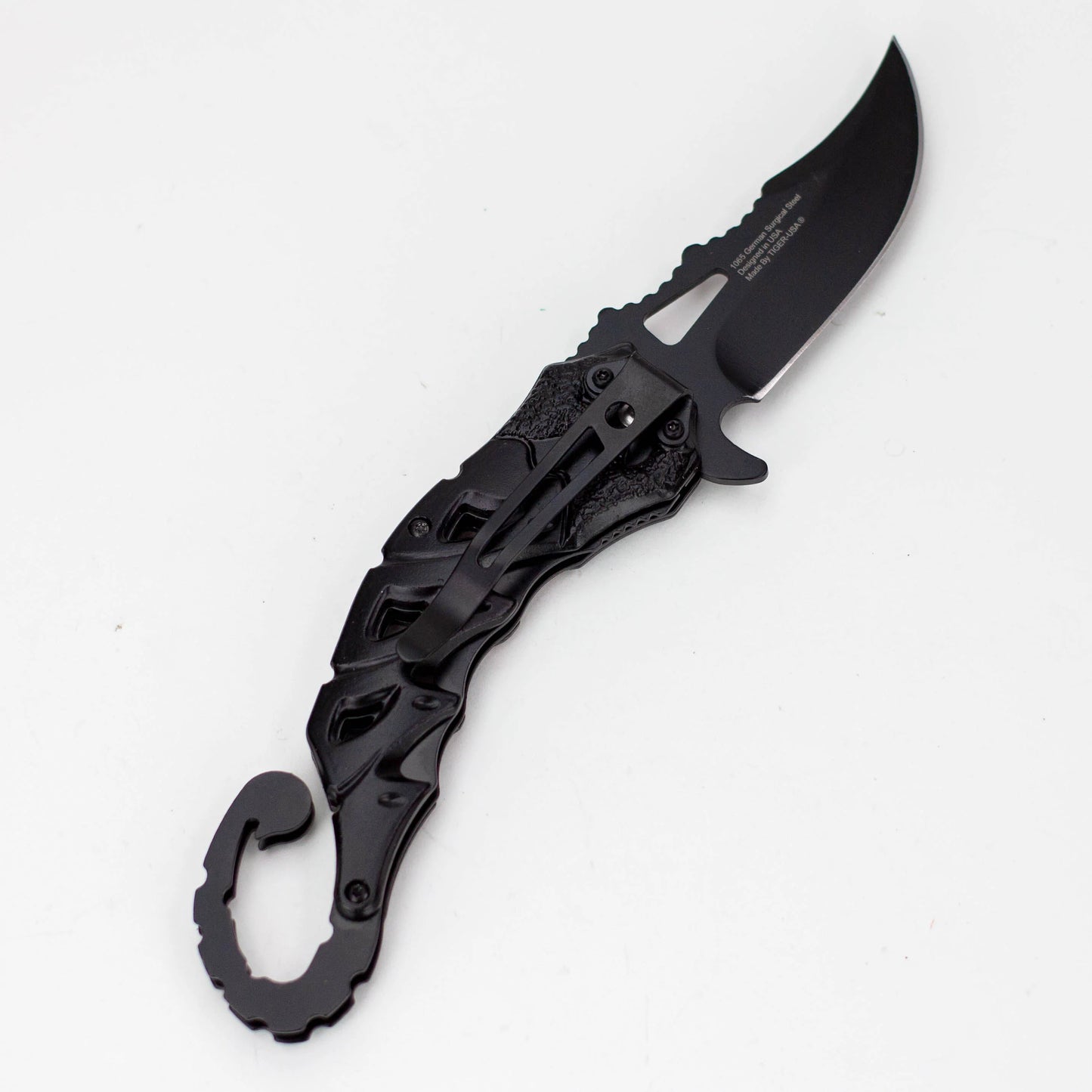 8.5" Tiger-USA® Scorpion black pocket knife [SJ-189-BK]_2